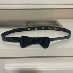 Alice + Olivia Black Patent Leather Bow Belt